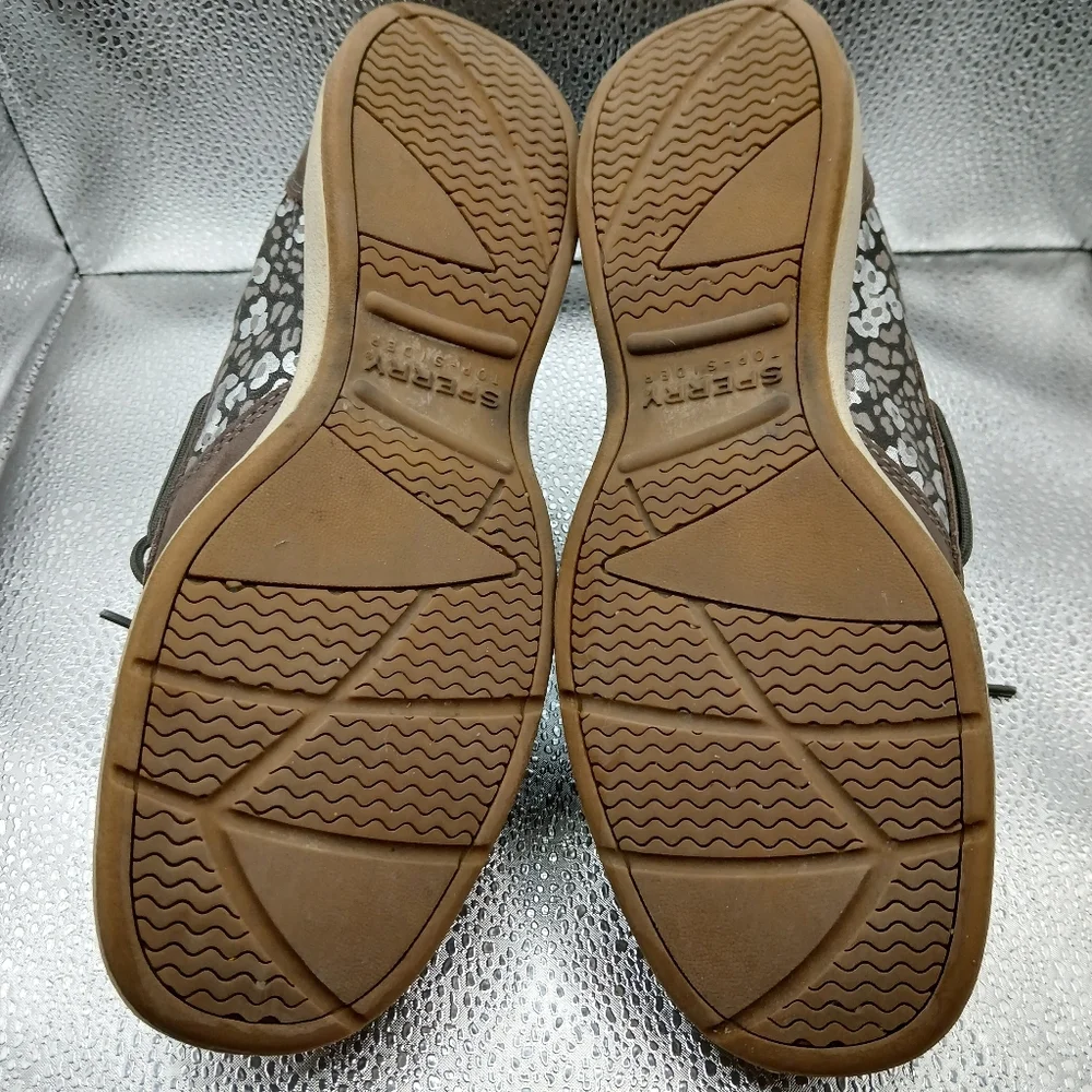 Sperry Brown & Silver Leather Topsiders Women's Size 7.5